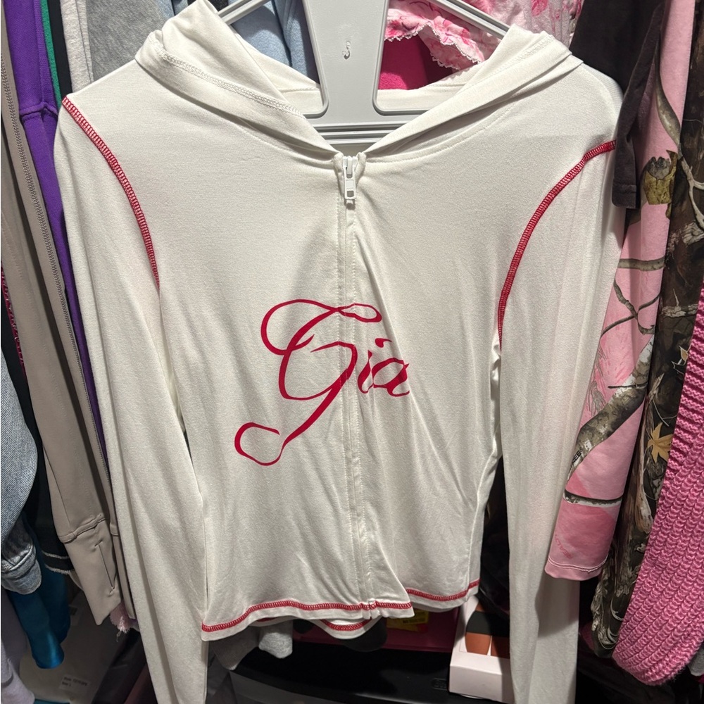I.AM.GIA White and Red Blare hoodie